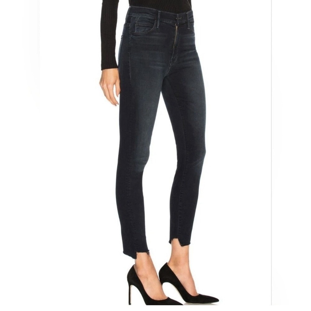 Mother Size-26 The Stunner Two Step Fray Last Call Dark Blue Wash Denim Jeans